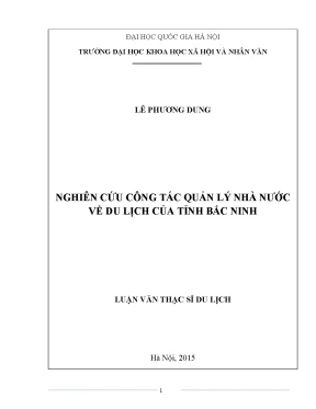 Nghiên cứu công tác quản lý nhà nước về du lịch của tỉnh bắc ninh