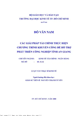 Các giải pháp tài chính thực hiện chương trình khuyến nông để hỗ trợ phát triển công nghiệp tỉnh an giang