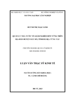 Quản lý nhà nước về giảm nghèo bền vững trên địa bàn huyện đất đỏ tỉnh bà rịa vũng tàu
