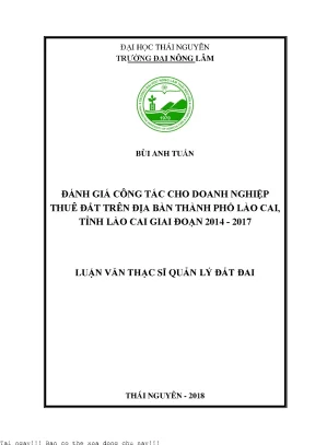 Đánh giá công tác cho doanh nghiệp thuê đất trên địa bàn thành phố lào cai tỉnh lào cai giai đoạn 2014 2017