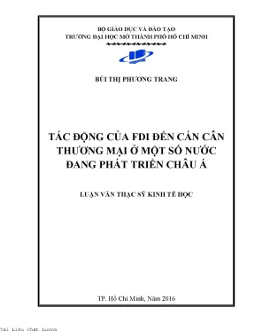 Tác động của fdi đến cán cân thương mại ở một số nước đang phát triển châu á