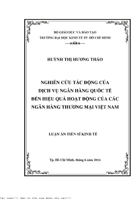 Nghiên cứu tác động của dịch vụ ngân hàng quốc tế đến hiệu quả hoạt động của các ngân hàng thương mại việt nam