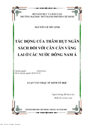 Tác động của thâm hụt ngân sách đối với cán cân vãng lai ở các nước đông nam á