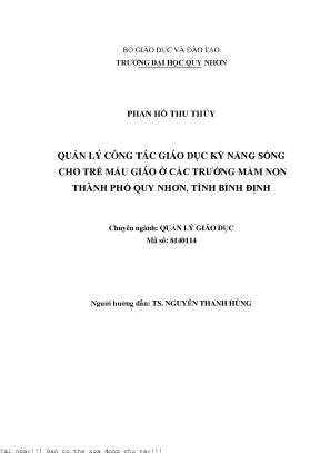 Quản lý công tác giáo dục kỹ năng sống cho trẻ mẫu giáo ở các trường mầm non thành phố quy nhơn tỉnh bình định