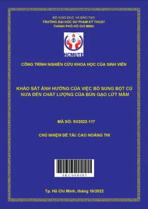Khảo sát ảnh hưởng của việc bổ sung bột củ nưa đến chất lượng của bún gạo lứt mầm