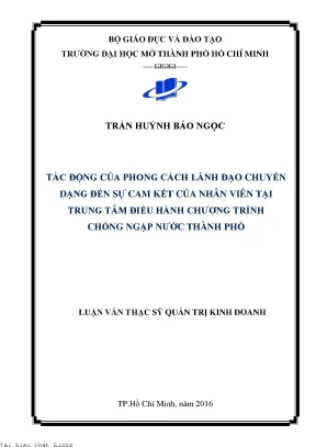 Tác động của phong cách lãnh đạo chuyển dạng đến sự cam kết của nhân viên tại trung tâm điều hành chương trình chống ngập nước thành phố