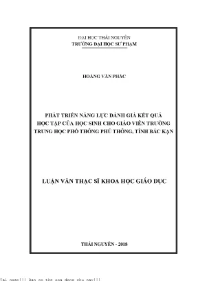 Phát triển năng lực đánh giá kết quả học tập của học sinh cho giáo viên trường trung học phổ thông phủ thông tỉnh bắc kạn