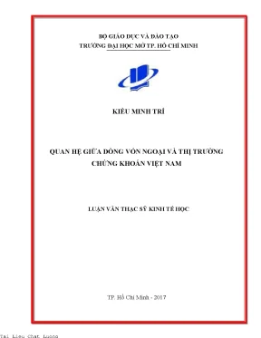 Mối quan hệ giữa dòng vốn ngoại và thị trường chứng khoán việt nam