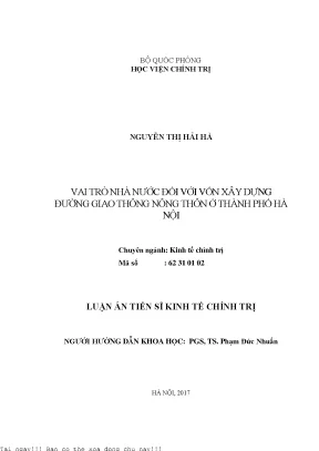 Vai trò nhà nước đối với vốn xây dựng đường giao thông nông thôn ở thành phố hà nội