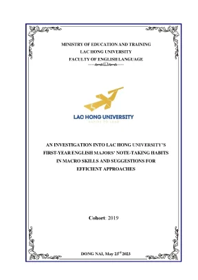 An investigation into lac hong universitys first year english majors note taking habits in macro skills and suggestions for efficient approaches