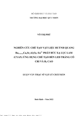 Nghiên cứu chế tạo vật liệu huỳnh quang ba1 x ycaxsryal2o4 eu2 phát bức xạ lục lam cyan ứng dụng chế tạo đèn led trắng có cri và r9 cao