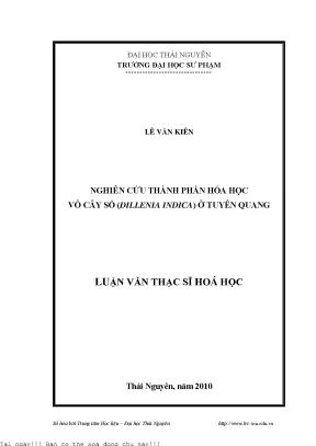 Nghiên cứu thành phần hóa học vỏ cây sổ dillenia indica ở tuyên quang