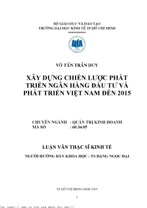 Xây dựng chiến lược phát triển ngân hàng đầu tư và phát triển việt nam đến năm 2015