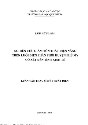 Nghiên cứu giảm tổn thất điện năng trên lưới điện phân phối huyện phù mỹ có xét đến tính kinh tế