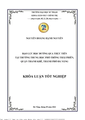 Bạo lực học đường qua thực tiễn tại trường trung học phổ thông thái phiên quận thanh khê thành phố đà nẵng