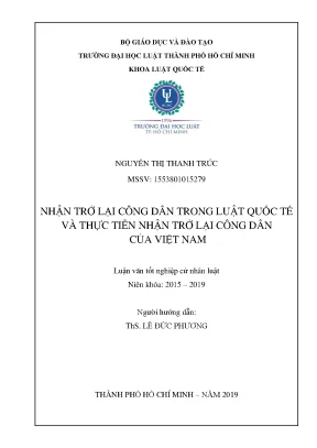Nhận trở lại công dân trong luật quốc tế và thực tiễn nhận trở lại công dân của việt nam