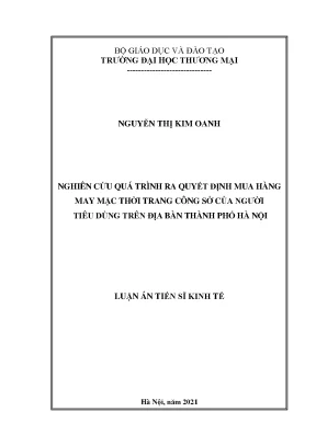 Nghiên cứu quá trình ra quyết định mua hàng may mặc thời trang công sở của người tiêu dùng trên địa bàn thành phố hà nội