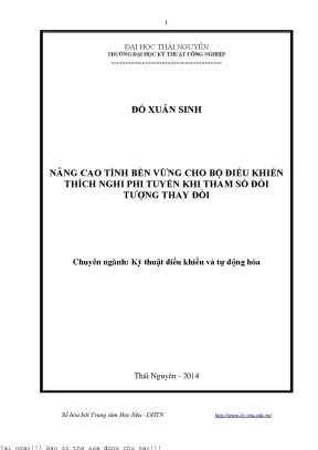 Nâng cao tính bền vững cho bộ điều khiển thích nghi phi tuyến khi tham số đối tượng thay đổi