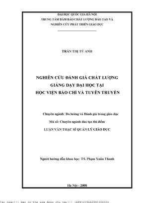 Nghiên cứu đánh giá chất lượng giảng dạy đại học tại viện báo chí và tuyên truyền
