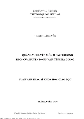 Quản lý chuyên môn ở các trường trung học cơ sở huyện đồng văn tỉnh hà giang