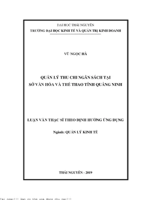 Quản lý thu chi ngân sách tại sở văn hoasvaf thể thao tỉnh quảng ninh
