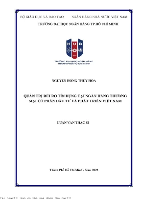 Quản trị rủi ro tín dụng tại ngân hàng thương mại cổ phần đầu tư và phát triển việt nam 2022