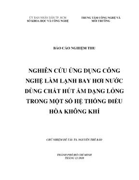 Nghiên cứu ứng dụng công nghệ làm lạnh bay hơi nước dùng chất hút ẩm lỏng trong một số hệ thống điều hòa không khí