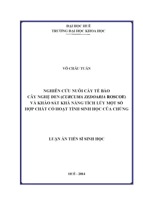 Nghiên cứu nuôi cấy tế bào cây nghệ đen curcuma zedoaria roscoe và khảo sát khả năng tích lũy một số hợp chất có hoạt tính sinh học của chúng