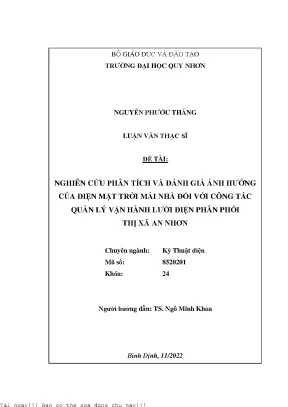 Nghiên cứu phân tích và đánh giá ảnh hưởng của điện mặt trời mái nhà đối với công tác quản lý vận hành lưới điện phân phối thị xã an nhơn