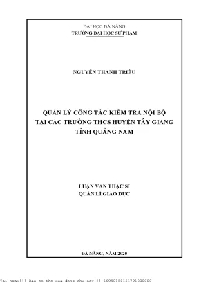 Quản lý công tác kiểm tra nội bộ tại các trường thcs huyện tây giang tỉnh quảng nam