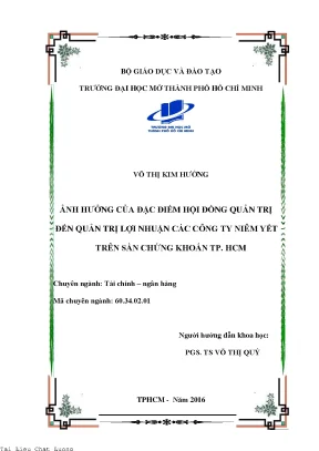 Ảnh hưởng của đặc điểm hội đồng quản trị đến quản trị lợi nhuận các công ty niêm yết trên sàn chứng khoán hồ chí minh