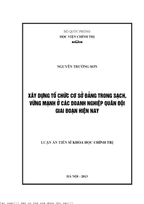 Xây dựng tổ chức cơ sở đảng trong sạch vững mạnh ở các doanh nghiệp quân đội giai đoạn hiện nay