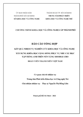 Xây dựng khóa học cộng đồng phục vụ nhu cầu học tập tiếng anh trên nền tảng moodle cho đoàn viên thanh niên việt nam