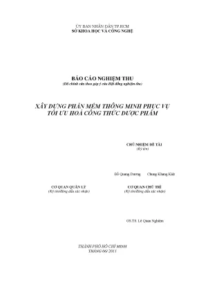 Xây dựng phần mềm thông tin phục vụ tối ưu hóa công thức dược phẩm
