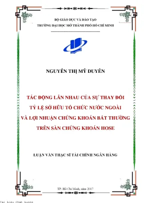 Tác động lẫn nhau của sự thay đổi tỷ lệ sở hữu nước ngoài và lợi nhuận chứng khoán bất thường trên sàn chứng khoán hose