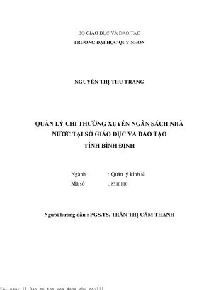 Quản lý chi thường xuyên ngân sách nhà nước tại cơ sở giáo dục và đào tạo tỉnh bình định