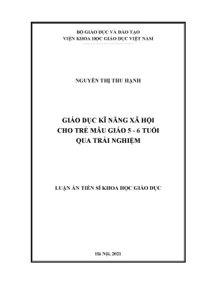 Giáo dục kĩ năng xã hội cho trẻ mẫu giáo 5 6 tuổi qua trải nghiệm