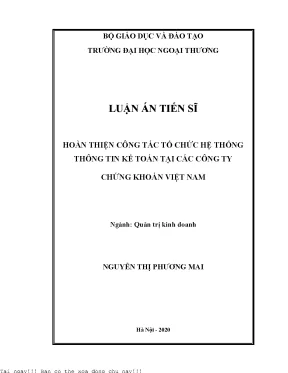 Hoàn thiện công tác tổ chức hệ thống thông tin kế toán tại các công ty chứng khoán việt nam