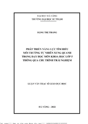 Phát triển năng lực tìm hiểu môi trường tự nhiên xung quanh trong dạy học môn khoa học lớp 5 thông qua chu trình trải nghiệm