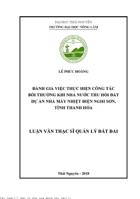 Đánh giá việc thực hiện công tác bồi thường khi nhà nước thu hồi đất dự án nhà máy nhiệt điện nghi sơn tỉnh thanh hóa