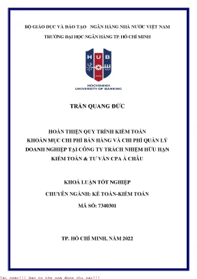Hoàn thiện quy trình kiểm toán khoản mục chi phí bán hàng và chi phí quản lý doanh nghiệp tại công ty tnhh kiểm toán và tư vấn cpa á châu 2022