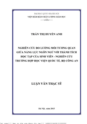 Nghiên cứu đo lường mối tương quan giữa năng lực ngôn ngữ với thành tích học tập của sinh viên nghiên cứu trường hợp học viện quốc tế bộ công an