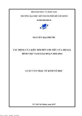 Tác động của kiều hối đến chi tiêu của hộ gia đình việt nam giai đoạn 2010 2014