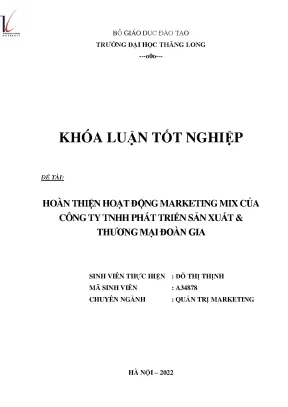 Hoàn thiện hoạt động marketing mix của công ty tnhh phát triển sản xuất thương mại đoàn gia
