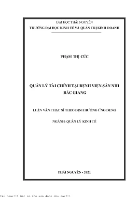 Quản lý tài chính tại bệnh viện sản nhi bắc giang