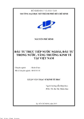 Đầu tư trực tiếp nước ngoài đầu tư trong nước tăng trưởng kinh tế tại việt nam