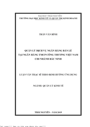 Quản lý dịch vụ ngân hàng bán lẻ tại ngân hàng tmcp công thương việt nam chi nhánh bắc ninh