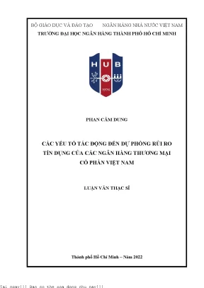 Các yếu tố tác động đến dự phòng rủi ro tín dụng của các ngân hàng thương mại cổ phần việt nam 2022