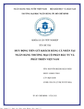 Huy động tiền gửi khách hàng cá nhân tại ngân hàng thương mại cổ phần đầu tư và phát triển việt nam 2021