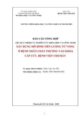 Xây dựng mô hình tiên tượng tử vong ở bệnh nhân chấn thương vào khoa cấp cứu bệnh viện chợ rẫy